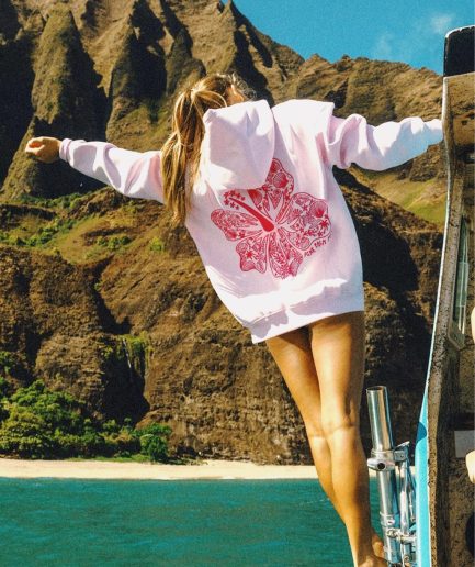 Hawaii Hibiscus Hoodies in Blush
